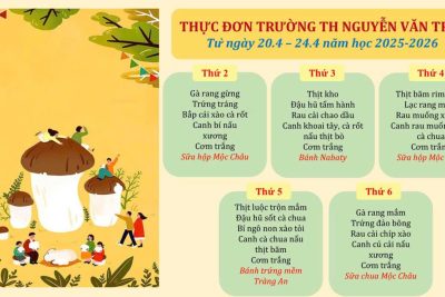 Thực đơn bán trú trường Tiểu học Nguyễn Văn Trỗi (20/04 – 24/04/2026)