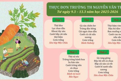 Thực đơn bán trú trường Tiểu học Nguyễn Văn Trỗi (09/03 – 13/03/2026)
