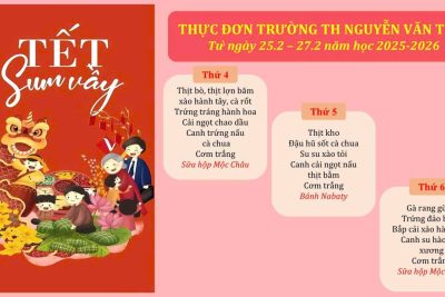 Thực đơn bán trú trường Tiểu học Nguyễn Văn Trỗi (25/02 – 27/02/2026)